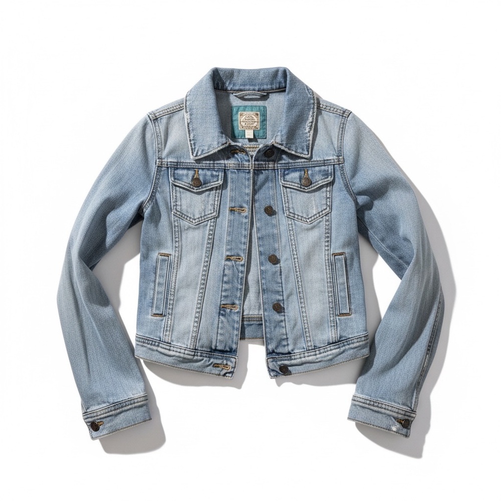 Abercrombie & Fitch Distressed Denim Jacket Vintage Y2K Light Blue Jean Jacket
